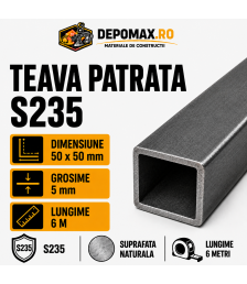 Teava patrata 50 x 50 x 5 mm, 6 metri